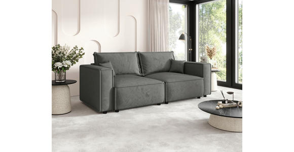 SOFA Webstoff Grau  - Schwarz/Grau, MODERN, Kunststoff/Textil (250/68/104cm) - Xora