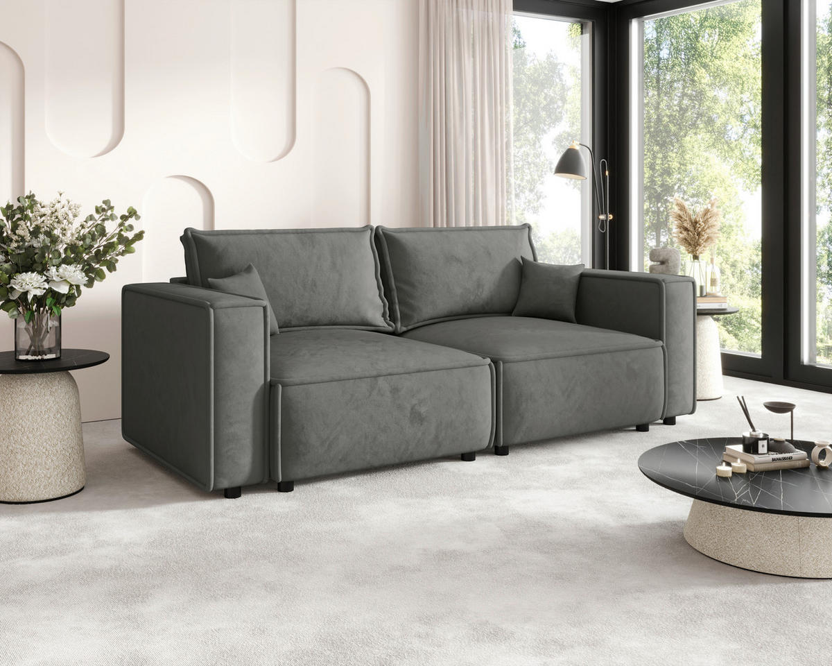 SOFA Webstoff Grau  - Schwarz/Grau, MODERN, Kunststoff/Textil (250/68/104cm) - Xora
