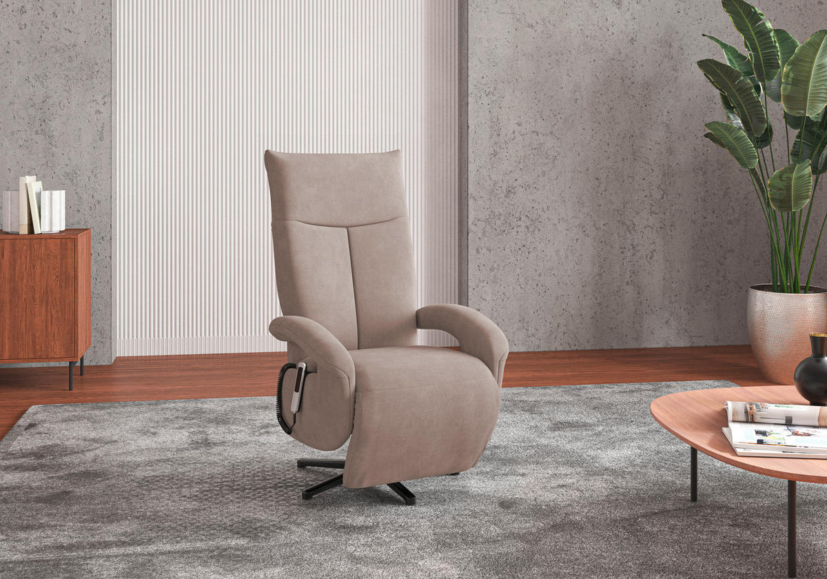 SESSEL in Flachgewebe Greige  - Greige/Schwarz, Konventionell, Textil/Metall (74/112/82cm) - Sit & More