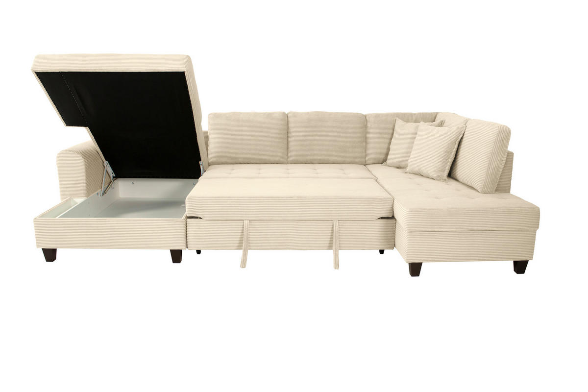 WOHNLANDSCHAFT MORITZ Creme Cord  - Creme, Trend, Textil (155/324/178cm) - P & B