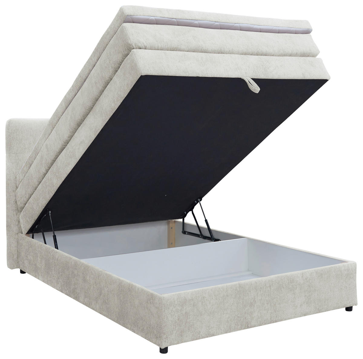 BOXSPRINGBETT 140/200 cm  in Creme  - Creme/Schwarz, Konventionell, Kunststoff/Textil (140/200cm) - Carryhome
