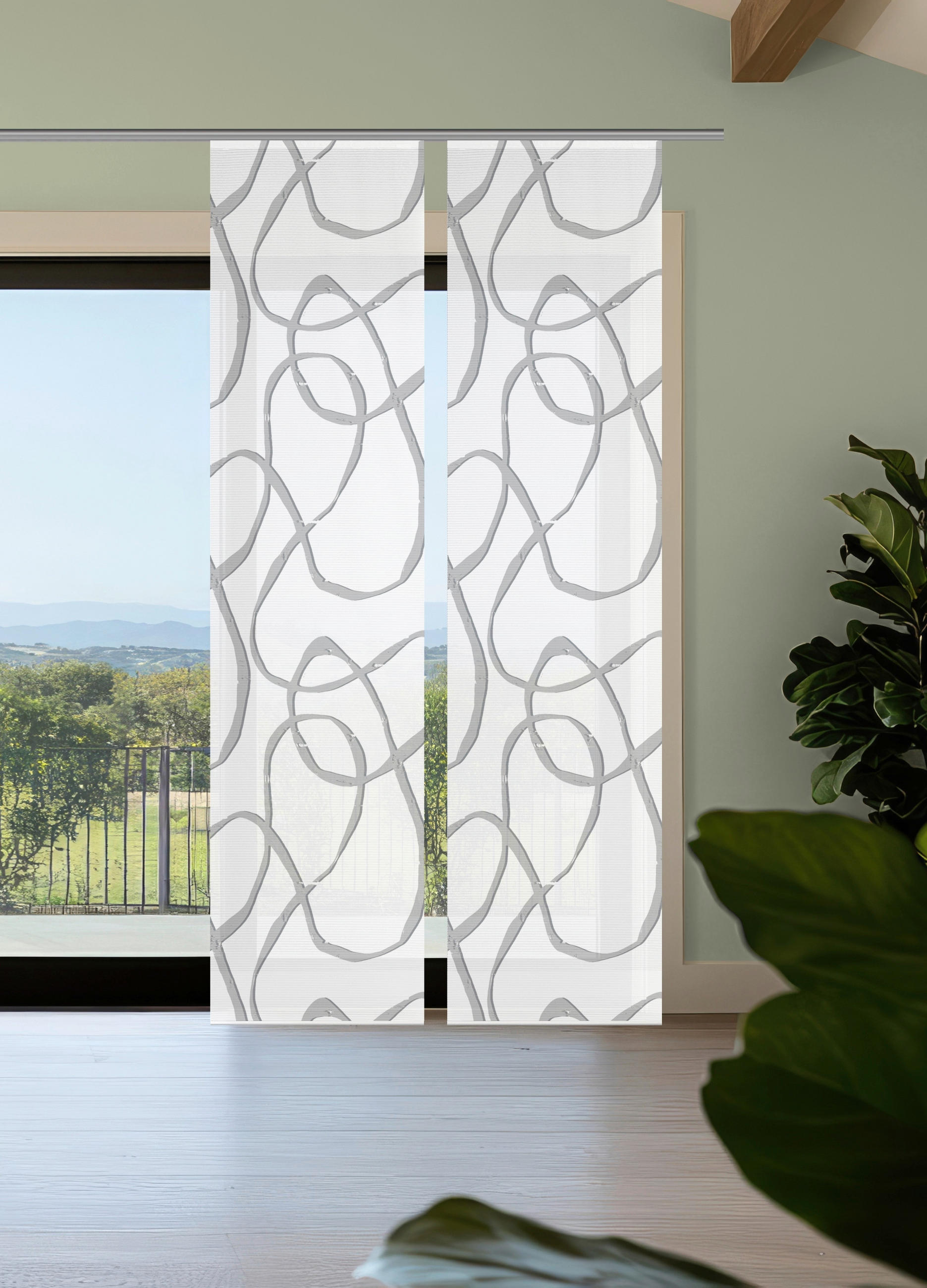 FLÄCHENVORHANG  2 Stück  blickdicht  60/260 cm   - Grau Hochglanz/Weiß, KONVENTIONELL, Textil (60/260cm)