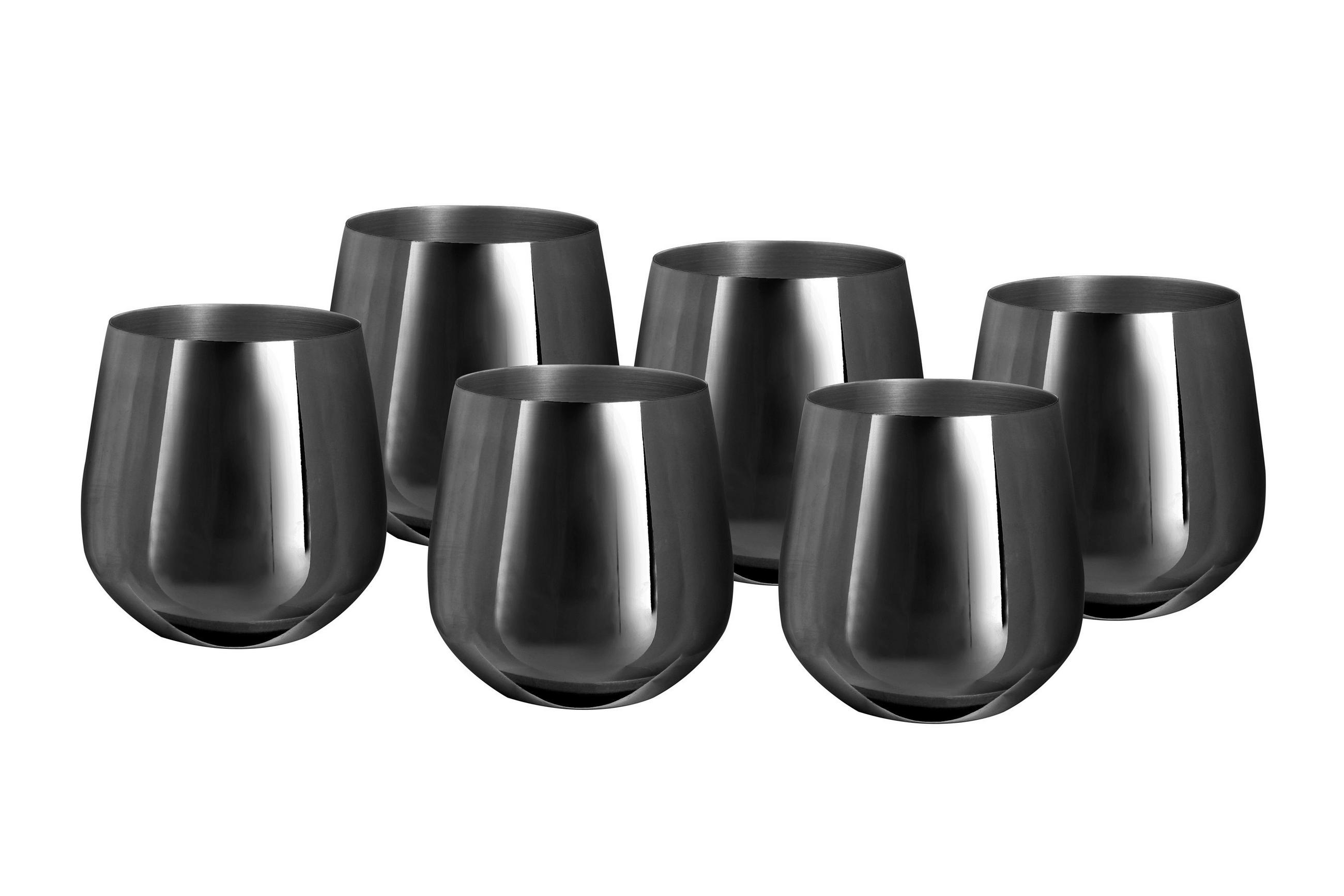 GLÄSERSET  6-teilig  - Schwarz, Trend, Metall (9,9cm) - Echtwerk