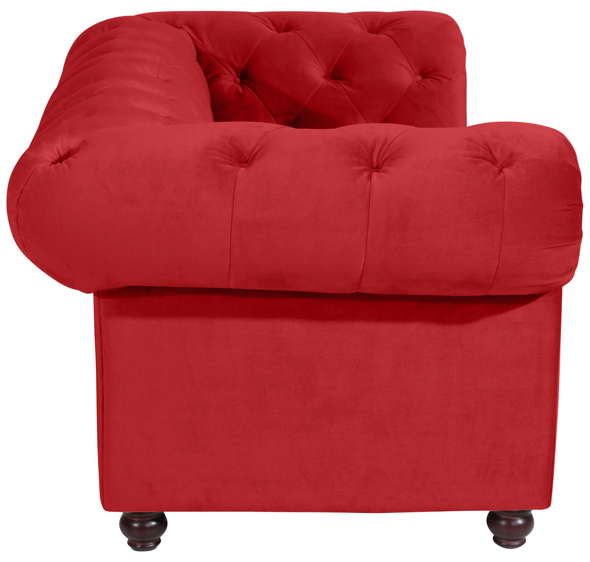 CHESTERFIELD-SOFA Orleans Rot Samt, Velours  - Rot/Nussbaumfarben, Design, Holz/Textil (196/77/100cm) - Max Winzer