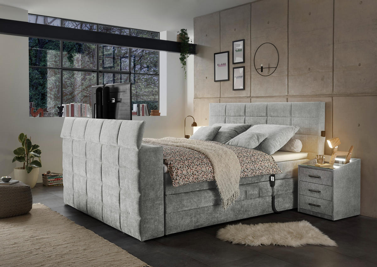 BOXSPRING-ÁGY 180/200 cm  iszap  - iszap, Konventionell, textil (180/200cm) - Carryhome