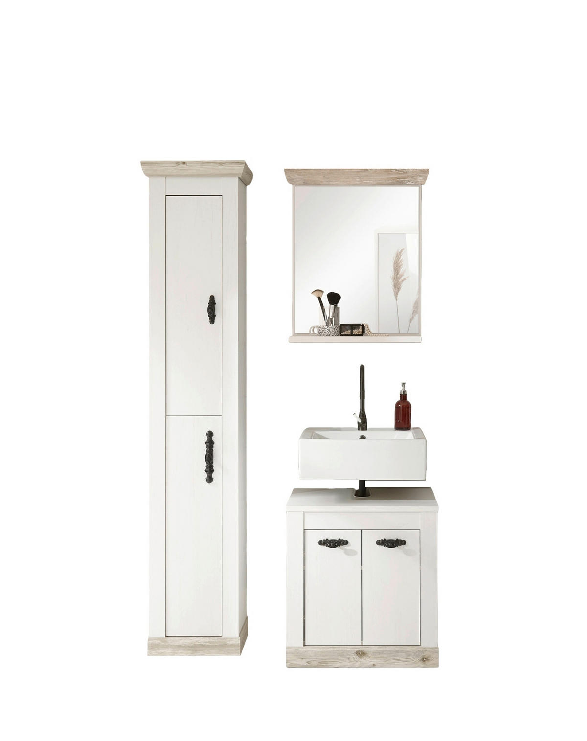 BADEZIMMER 3-teilig  in  - Schwarz/Pinienfarben, Design, Holzwerkstoff/Metall (60/200/46cm) - MID.YOU