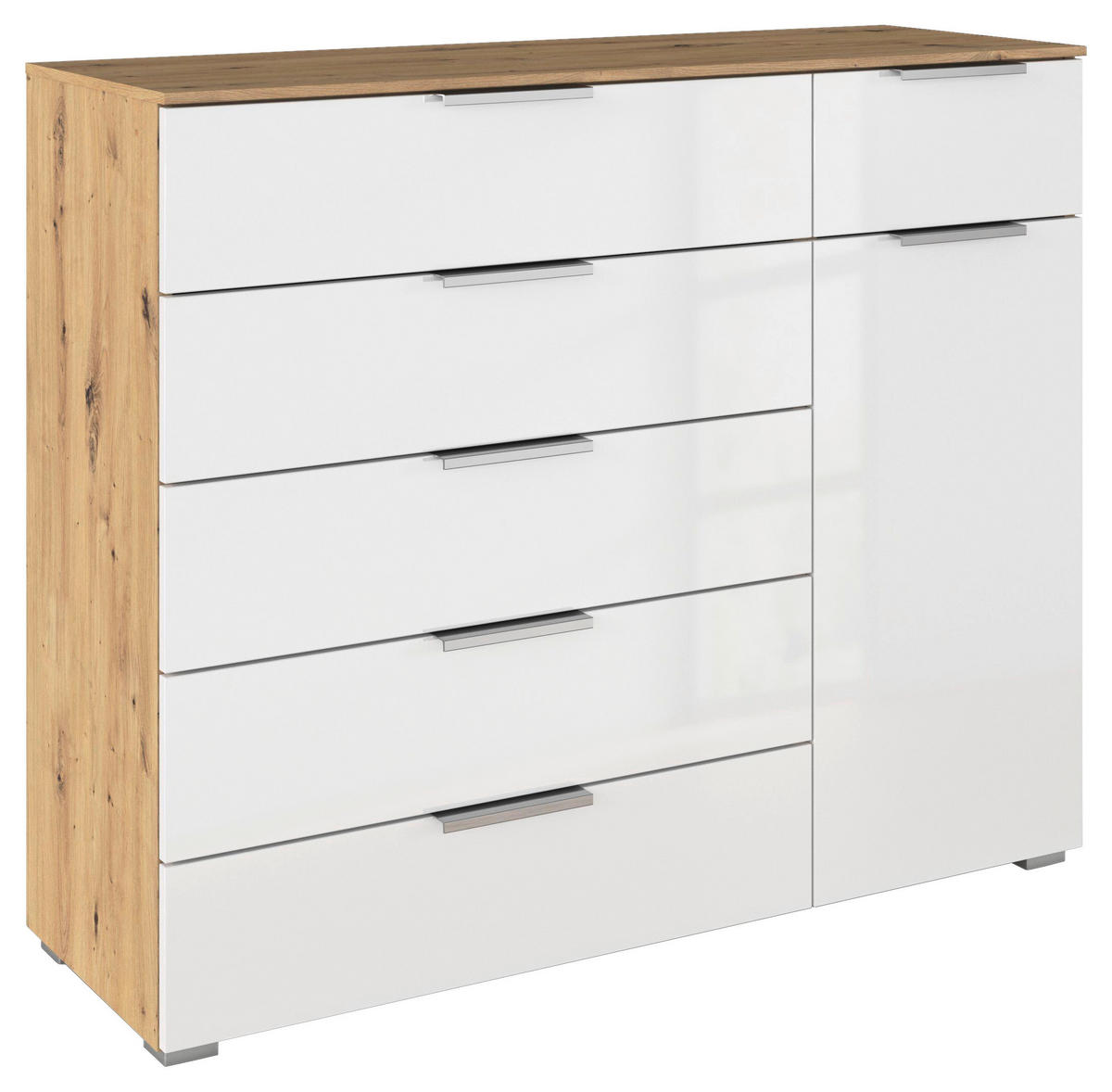 KOMMODE  in 120/100/42 cm  - Chromfarben/Weiß Hochglanz, KONVENTIONELL, Holzwerkstoff/Kunststoff (120/100/42cm) - home24