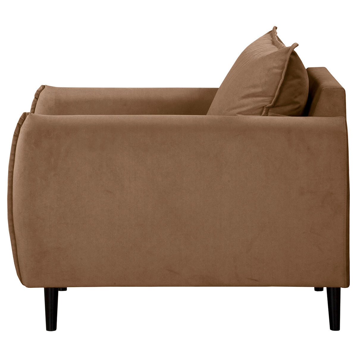 SESSEL in Samt Dunkelbraun  - Dunkelbraun/Schwarz, Design, Holz/Textil (74/86/100cm) - P & B