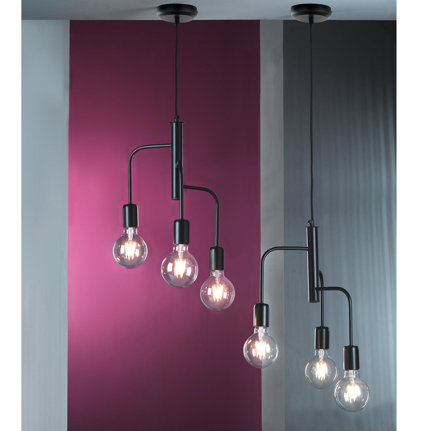 ZÁVESNÉ SVIETIDLO, 40/140 cm  - čierna, Design, kov (40/140cm)