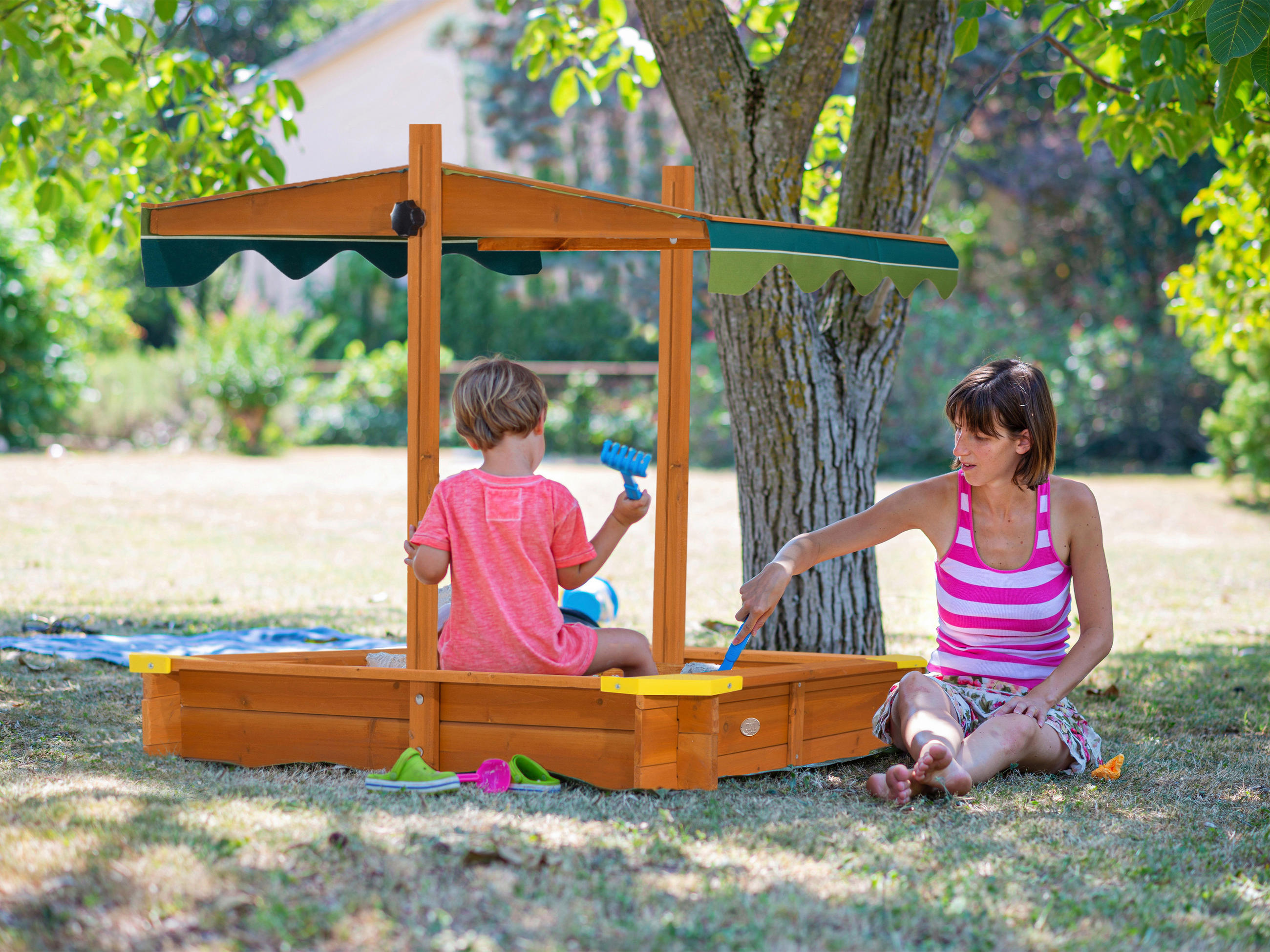 SANDKASTEN  - Braun/Grün, KONVENTIONELL, Holz/Textil (118/118/118cm) - Ambia Garden