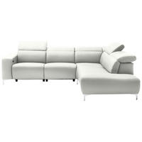 ECKSOFA Weiß Echtleder  - Chromfarben/Weiß, Design, Leder/Metall (290/223cm) - Pure Home Lifestyle