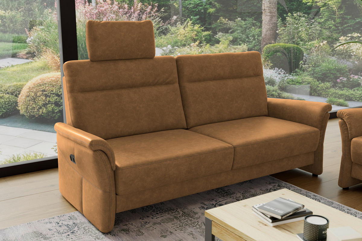 3,5-SITZER - Senfgelb/Schwarz, Konventionell, Kunststoff/Textil (205/98/91cm) - Elegando