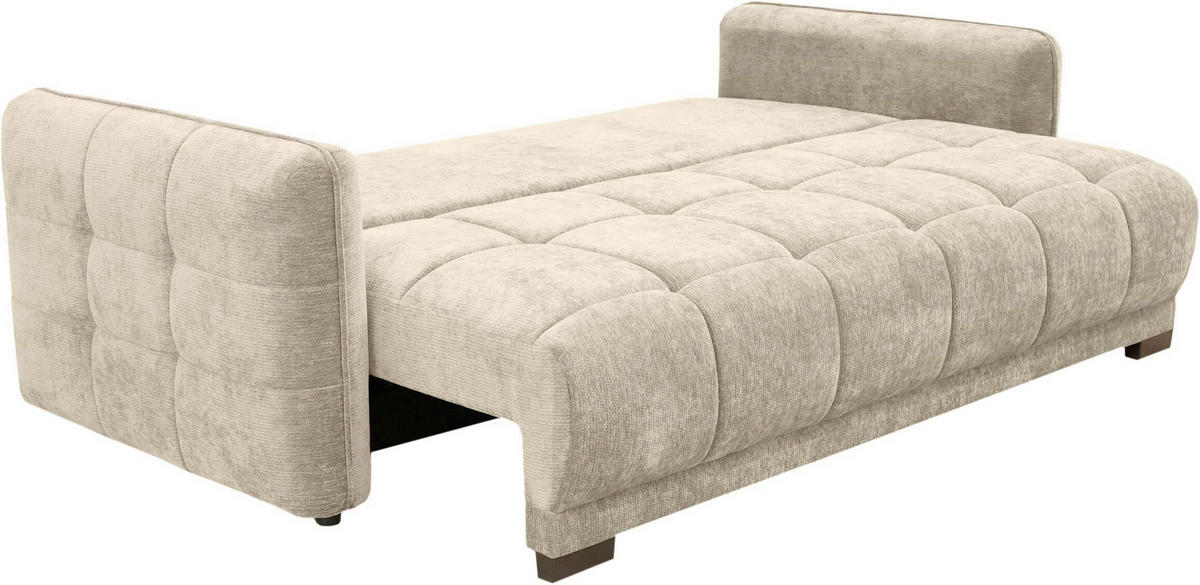 BOXSPRINGSOFA Chenille Naturfarben  inkl. Zierkissen, Rückenkissen, Bettkasten, Schlaffunktion  - Schwarz/Naturfarben, KONVENTIONELL, Kunststoff/Textil (235/94/103cm) - Novel