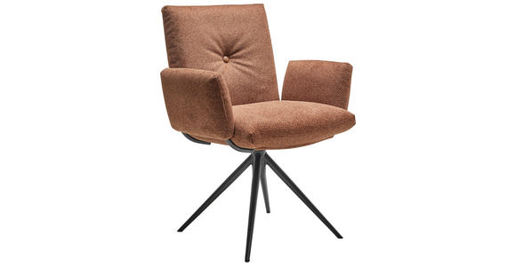 ARMLEHNSTUHL  Lederauswahl, Stoffauswahl, Sitzfläche 360° drehbar, automatische Rückholfunktion beflockt  - Anthrazit/Haselnussfarben, Design, Textil/Metall (70/89/68cm) - Dieter Knoll