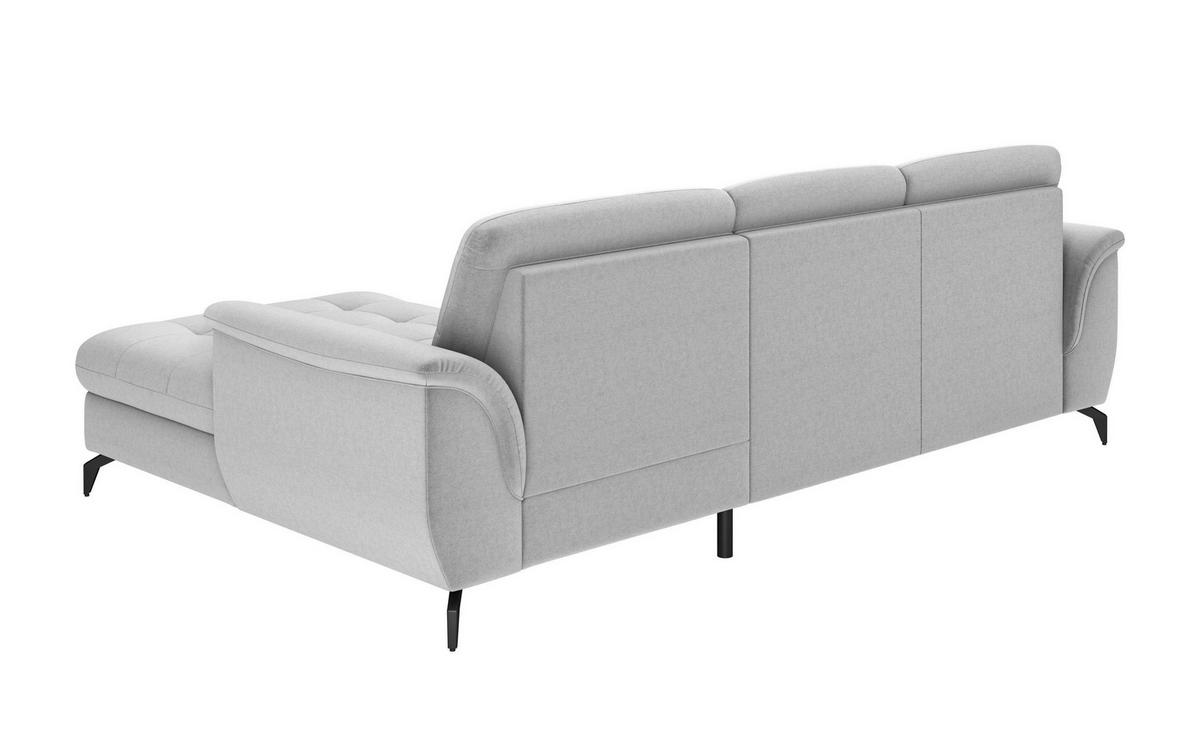 ECKSOFA in Flachgewebe Hellgrau  - Hellgrau/Schwarz, Modern, Textil/Metall (262/164cm) - Sit & More