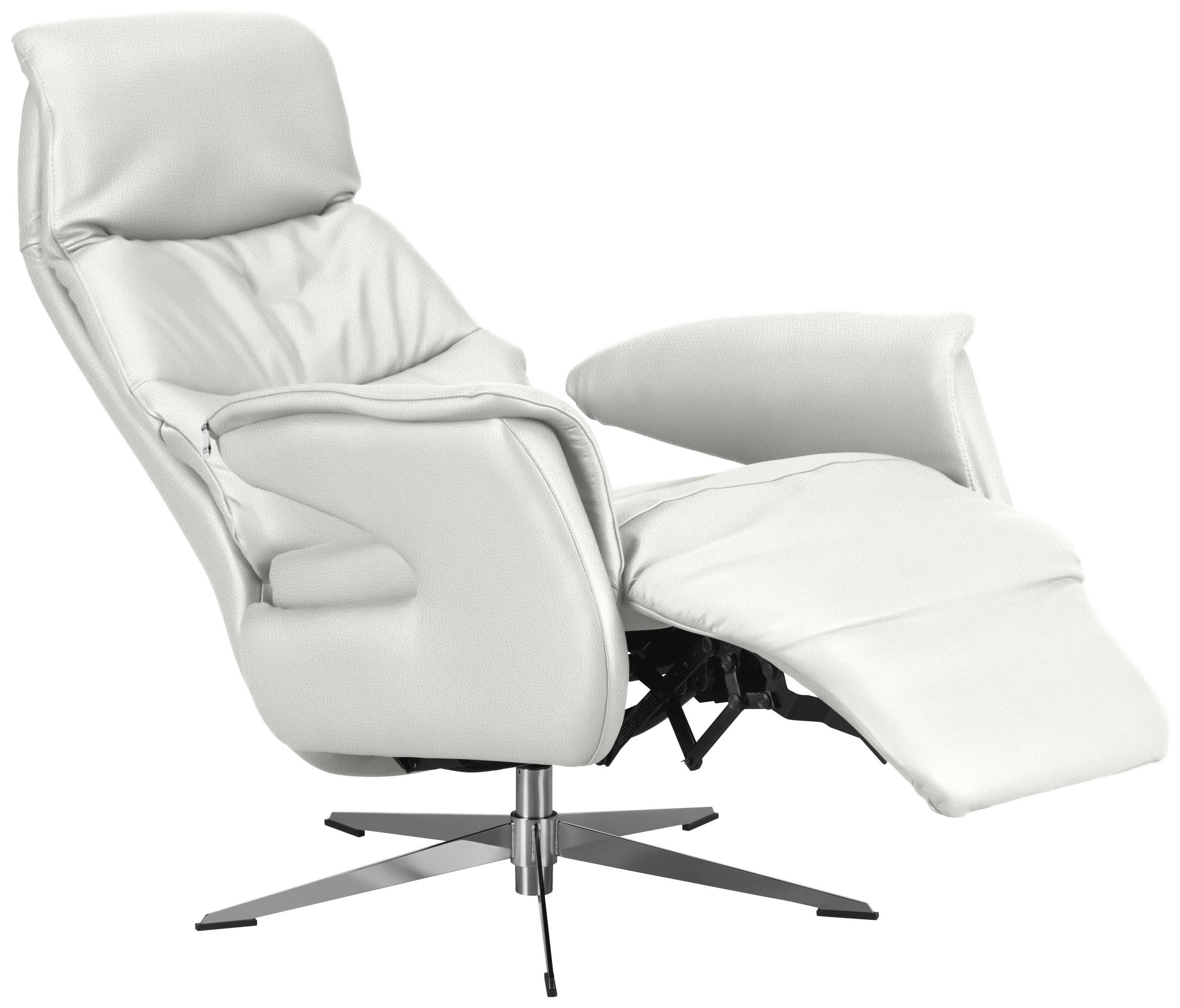 RELAXSESSEL in Leder Weiß  - Chromfarben/Weiß, Design, Leder/Metall (74/108/86cm) - Welnova