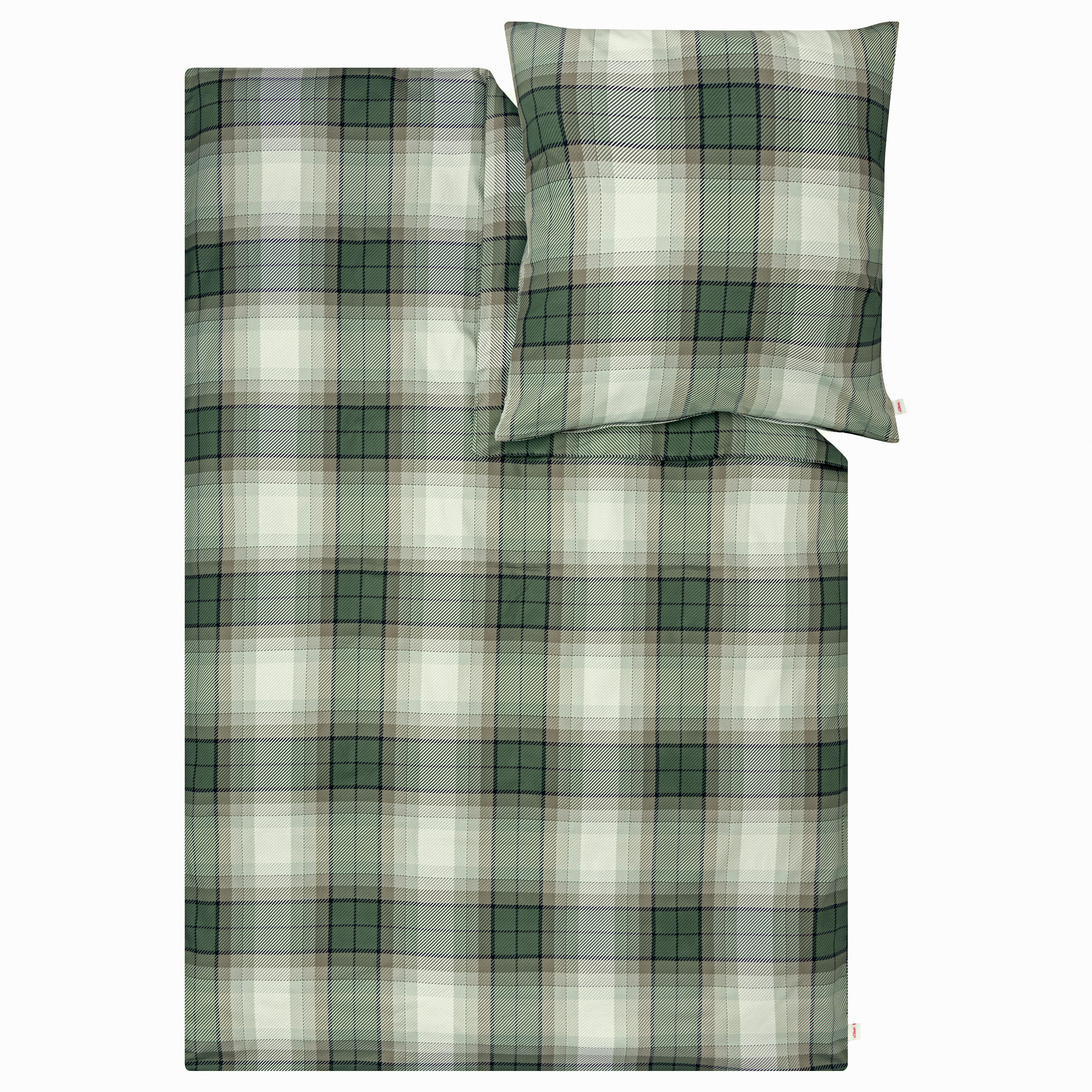 BETTWÄSCHE s.Oliver Flanell 135/200 cm  - Naturfarben/Olivgrün, Basics, Textil (135/200cm) - S. Oliver