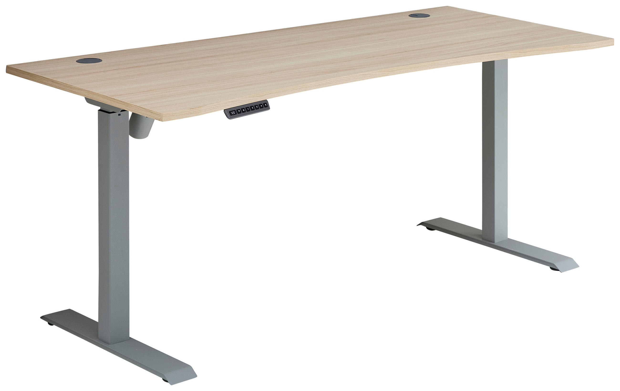 SCHREIBTISCH 160/77/72-120 cm  in Eichefarben, Silberfarben  - Eichefarben/Silberfarben, KONVENTIONELL, Holzwerkstoff (160/77/72-120cm) - Stylife