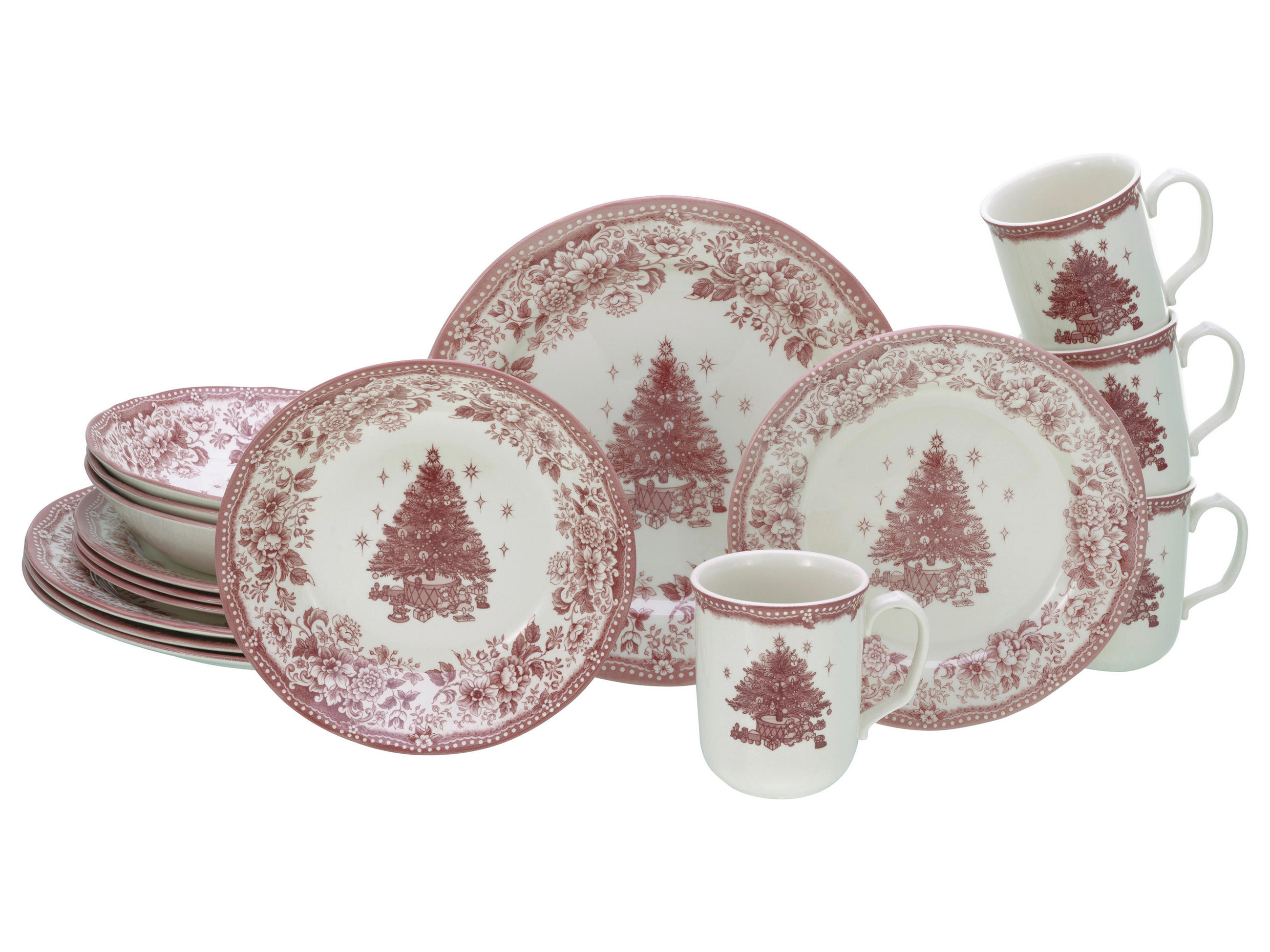 KOMBISERVICE Rot 16-teilig Tannenbaum  - Rot, Basics, Keramik - Creatable
