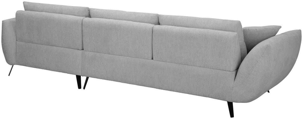 ECKSOFA Grau Chenille Armlehnenkissen, Rücken echt, Sitztiefenverstellung  - Schwarz/Grau, KONVENTIONELL, Textil/Metall (215/313cm) - Hom`in