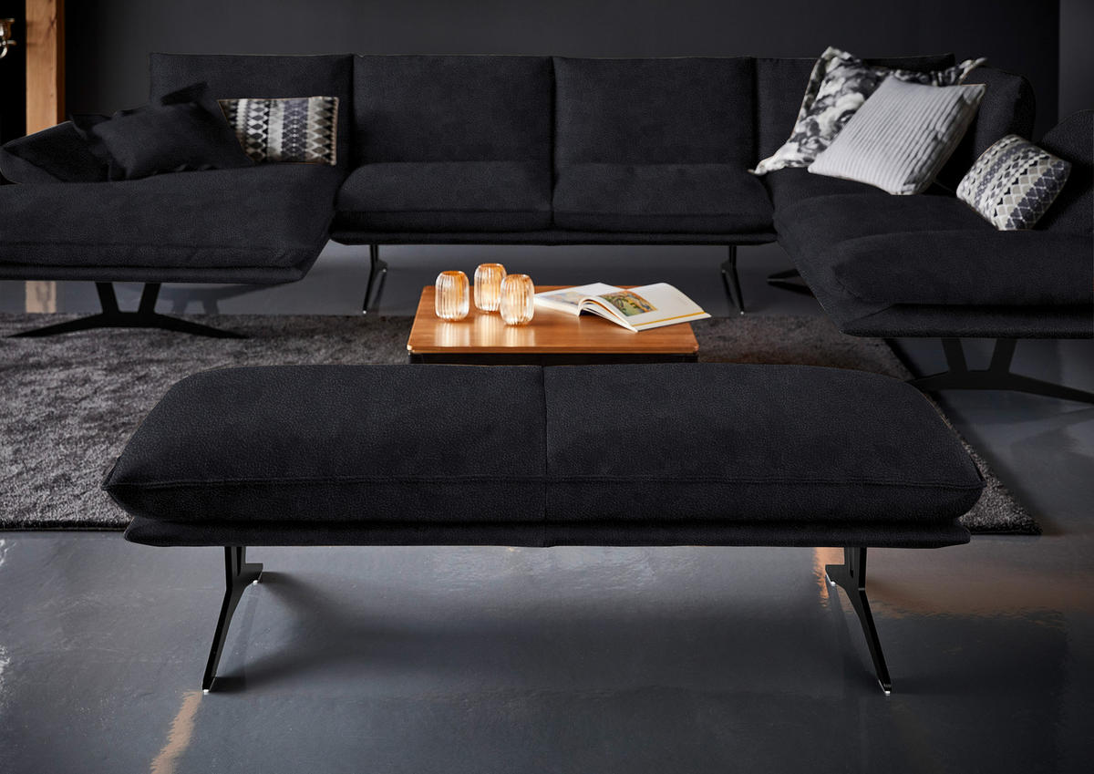 WOHNLANDSCHAFT Formia in Echtleder Anthrazit  - Anthrazit/Schwarz, Natur, Leder/Metall (155/359/217cm) - Dieter Knoll