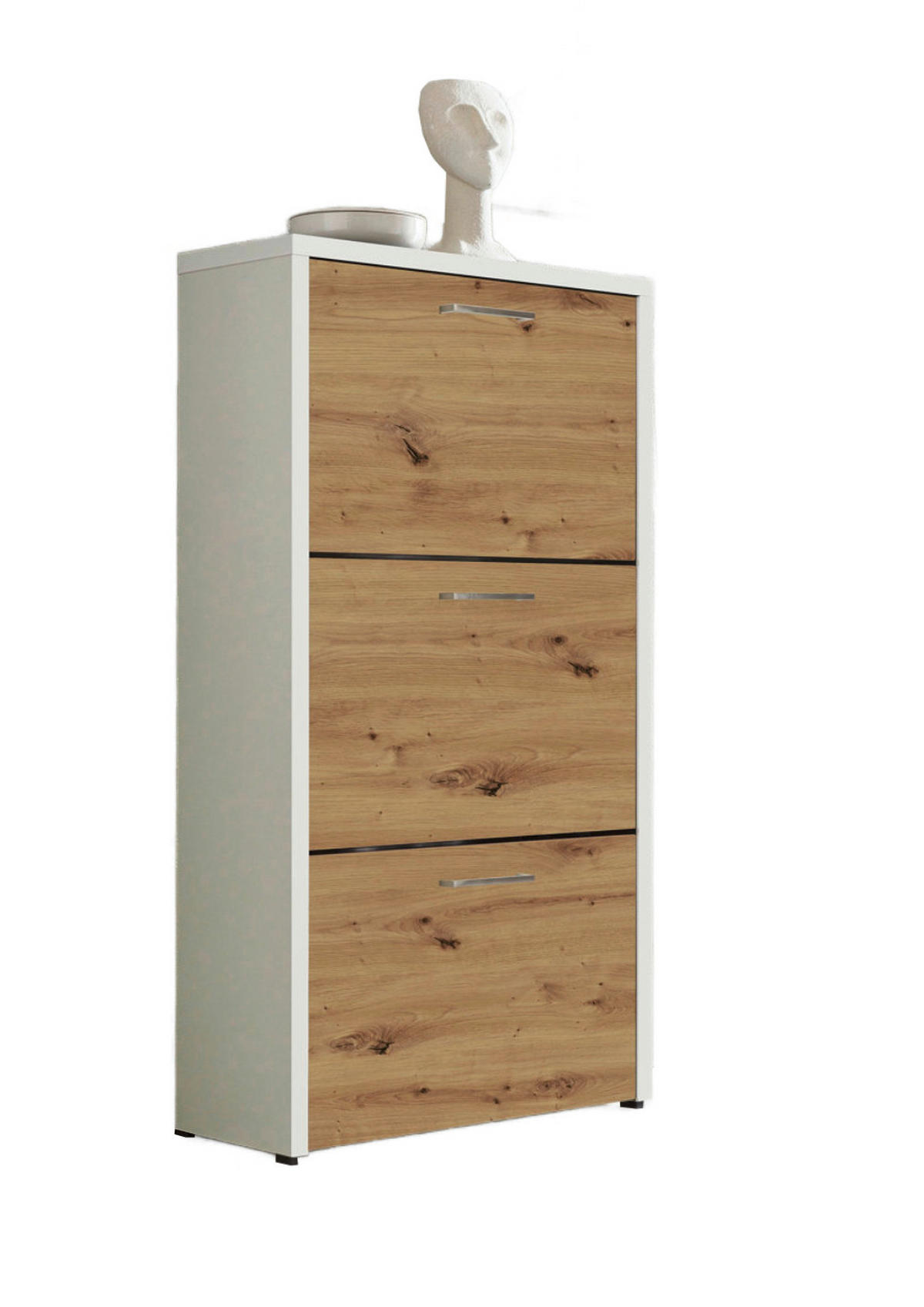 SCHUHKIPPER - Silberfarben/Weiß, MODERN, Holzwerkstoff/Kunststoff (61/115/25cm) - MID.YOU