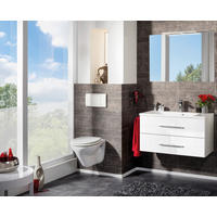 BADEZIMMER 4-teilig  in 90 cm  - Chromfarben/Weiß Hochglanz, MODERN, Holzwerkstoff/Stein (90cm) - MID.YOU