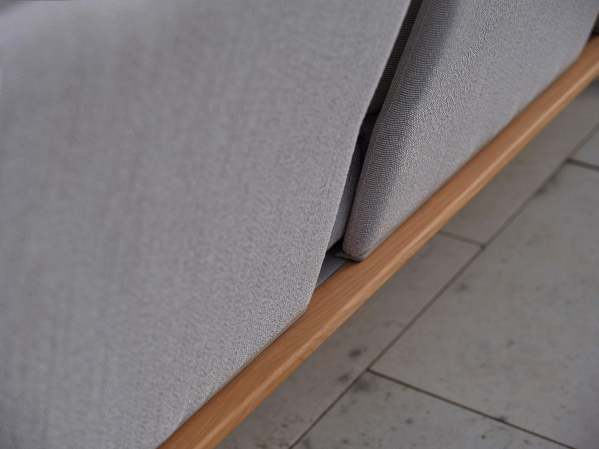 LOUNGESOFA  - Greige/Teakfarben, Basics, Holz/Textil (206/85/95cm) - Stern