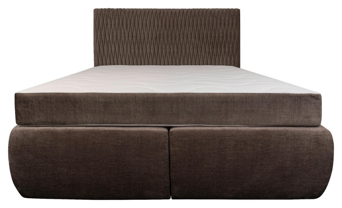 BOXSPRING-ÁGY - natúr színű/barna, Basics, textil/fa (160/200cm) - Carryhome
