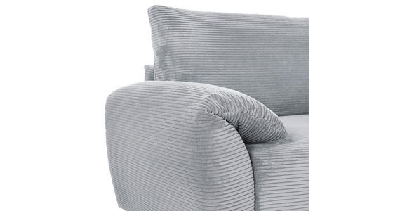 ECKSOFA Hellgrau Cord  inkl. Rückenkissen, Schlaffunktion, Rücken echt, Stauraum, Liegefläche im Originalstoff  - Hellgrau/Schwarz, KONVENTIONELL, Kunststoff/Textil (266/180cm) - Carryhome