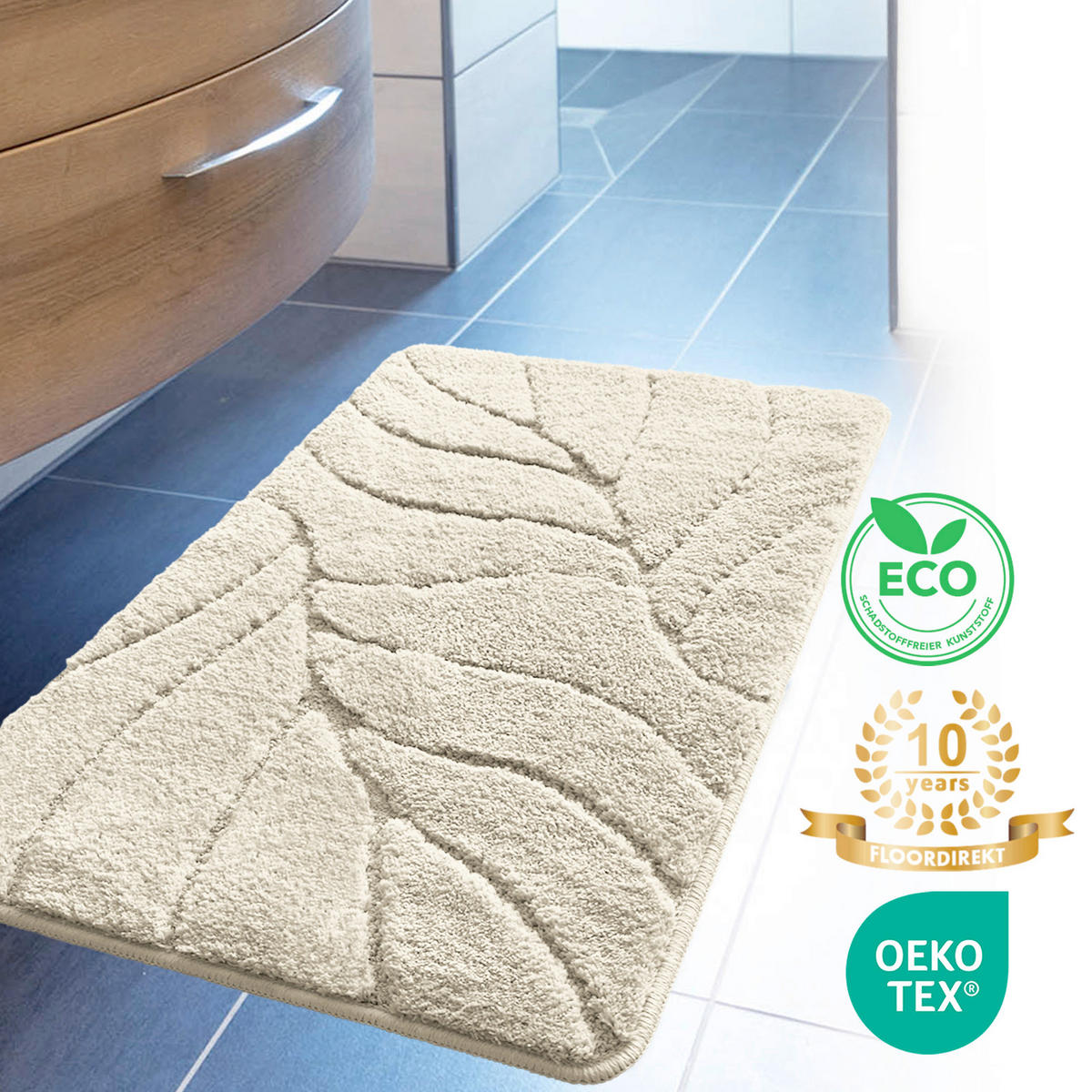 BADEMATTE Maris Elfenbein 40/60 cm  - Elfenbein, Basics, Kunststoff/Textil (40/60cm) - Floordirekt