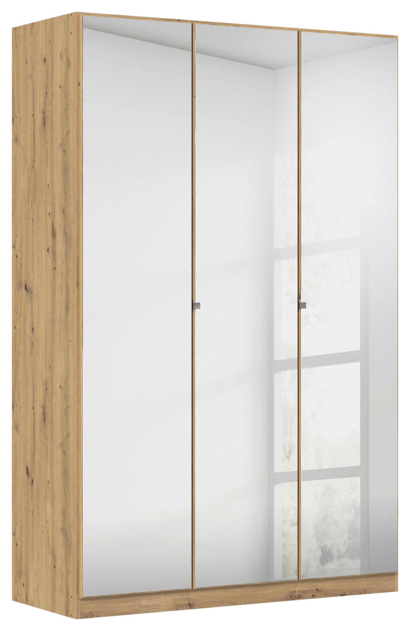 DREHTÜRENSCHRANK 136/210/54 cm 3-türig Eiche Artisan  - Chromfarben/Eiche Artisan, MODERN, Glas/Holzwerkstoff (136/210/54cm) - Rauch Möbel