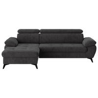 ECKSOFA in Dunkelgrau  - Schlammfarben/Dunkelgrau, Textil/Metall (166/261cm) - MID.YOU