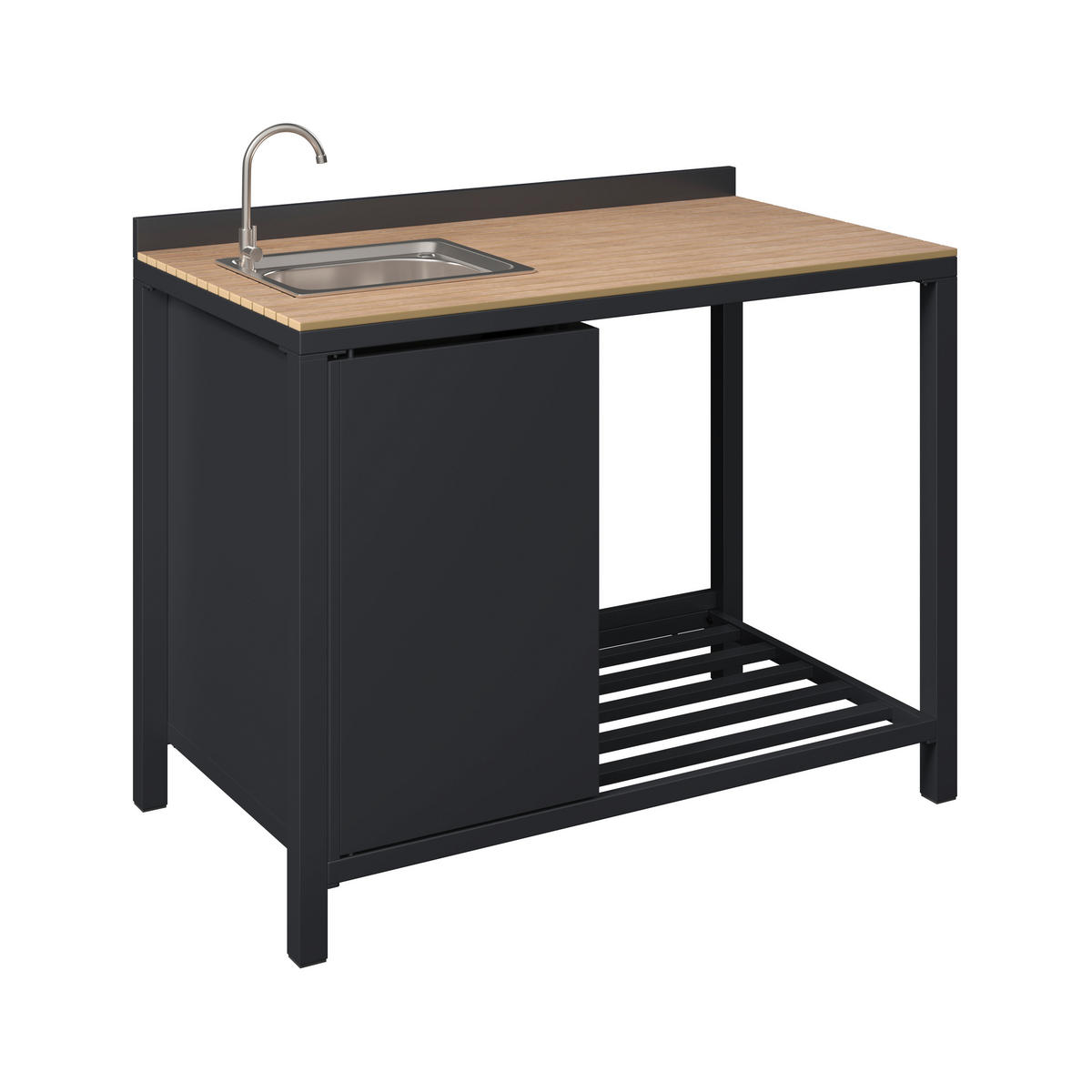 OUTDOORKÜCHE - Anthrazit/Naturfarben, MODERN, Kunststoff/Metall (110/90/61cm) - Ambia Garden