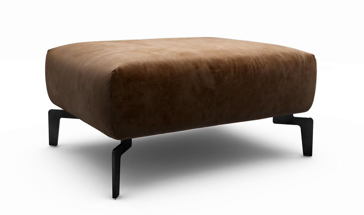HOCKER Samt Braun  - Schwarz/Braun, Design, Textil/Metall (90/70/46cm) - SENSOO