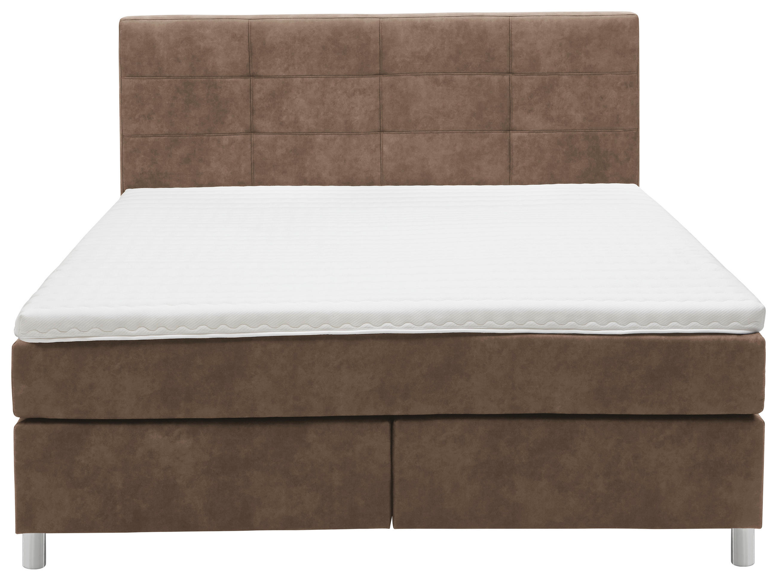 BOXSPRINGBETT 200/200 cm  in Braun  - Chromfarben/Braun, KONVENTIONELL, Kunststoff/Textil (200/200cm) - Voleo