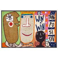 LÄUFER 60/180 cm Think Positiv Multicolor, Beige  - Beige/Multicolor, Trend, Kunststoff (60/180cm) - wash+dry