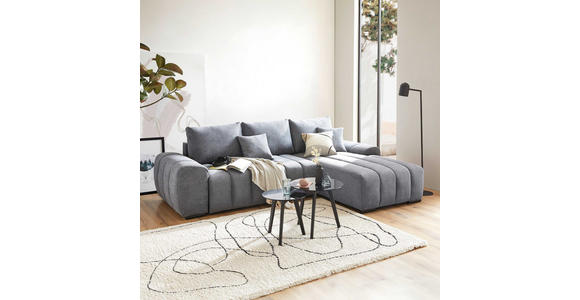 ECKSOFA Dunkelgrau Flachgewebe  - Dunkelgrau/Schwarz, KONVENTIONELL, Holz/Textil (275/180cm) - Carryhome