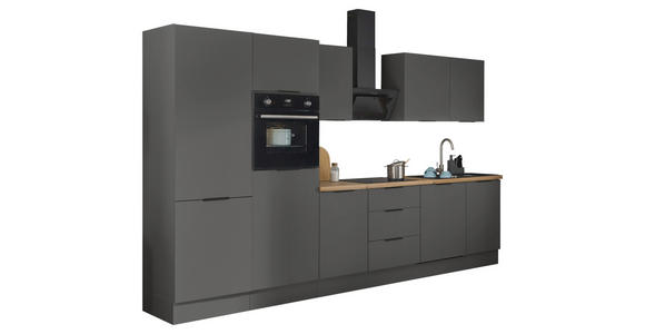 KÜCHENBLOCK in Graphitfarben - Schwarz/Graphitfarben, Basics, Holzwerkstoff/Metall (340/211/60cm) - Xora