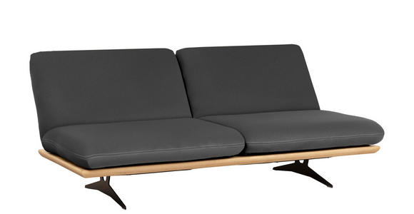 SCHLAFSOFA Palermo in Echtleder Dunkelgrau  - Dunkelgrau/Beige, Design, Leder/Holz (204/92/90cm) - Dieter Knoll
