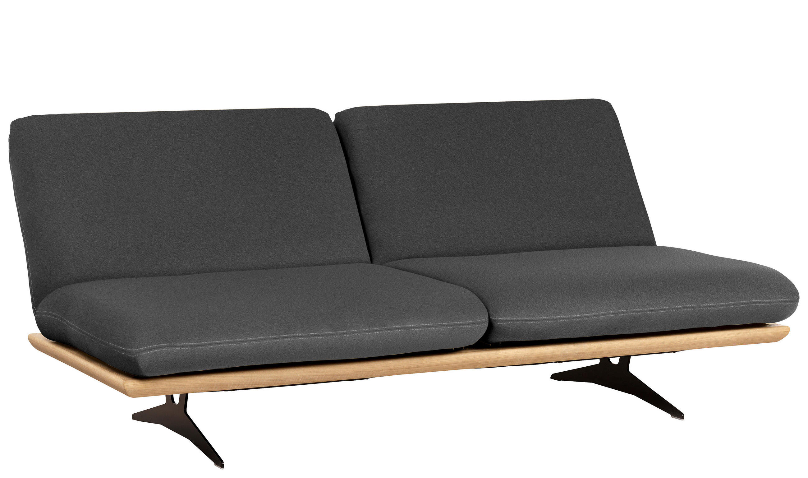 SCHLAFSOFA in Holz, Leder Dunkelgrau  - Dunkelgrau/Beige, Design, Leder/Holz (204/92/90cm) - Dieter Knoll