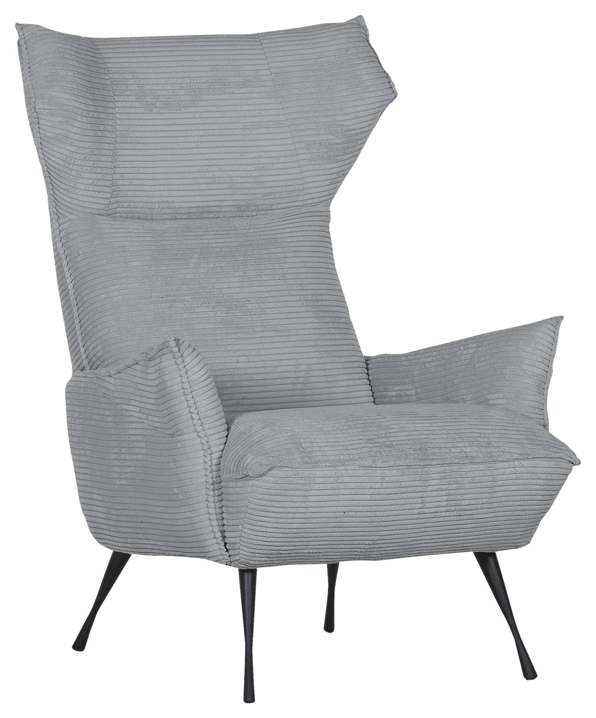 OHRENSESSEL in Cord Hellgrau  - Hellgrau/Schwarz, KONVENTIONELL, Textil/Metall (83/110/92cm) - MID.YOU