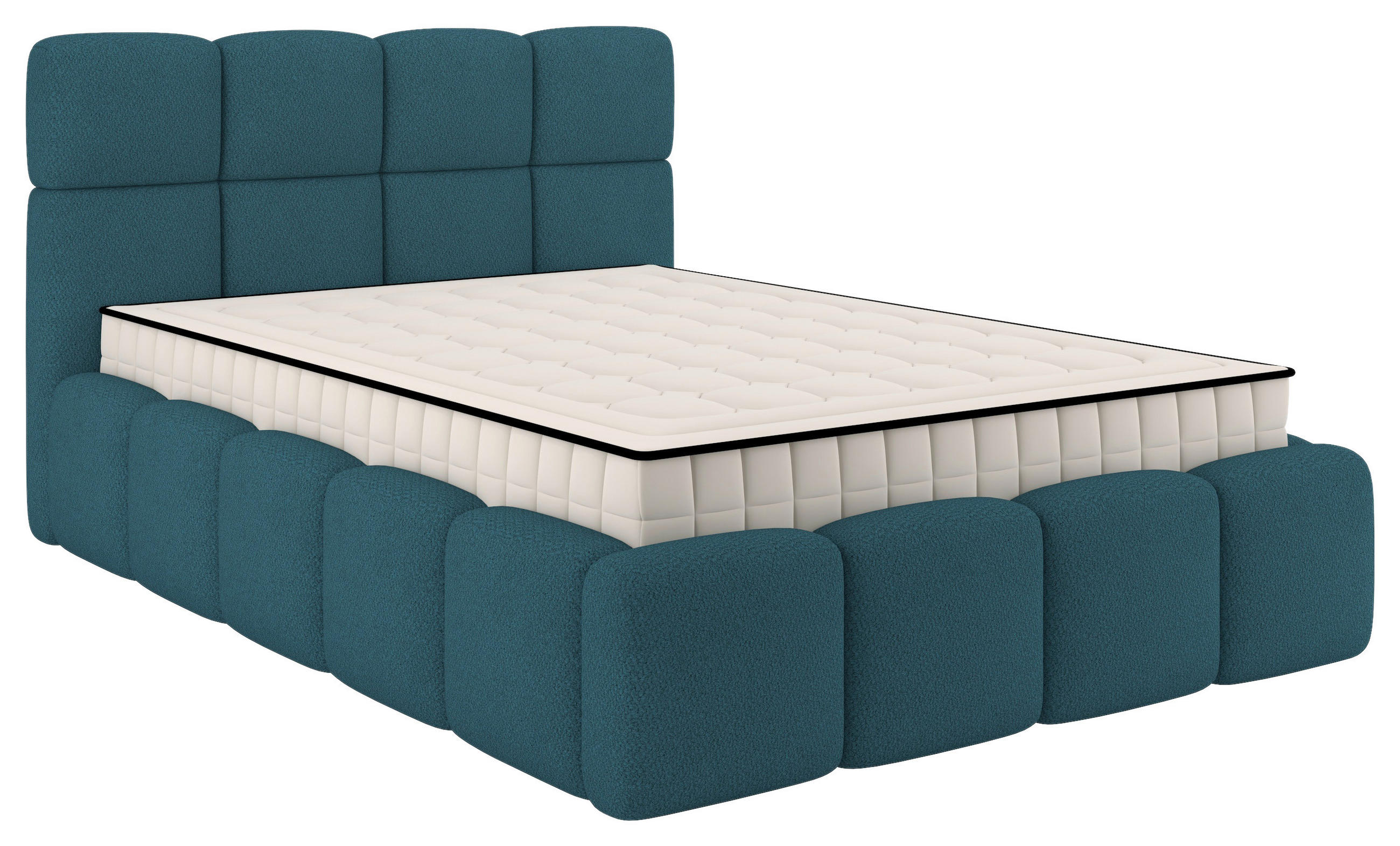 Polsterbett Cloudy mit Matratze Türkis, Lf: 140x200 cm