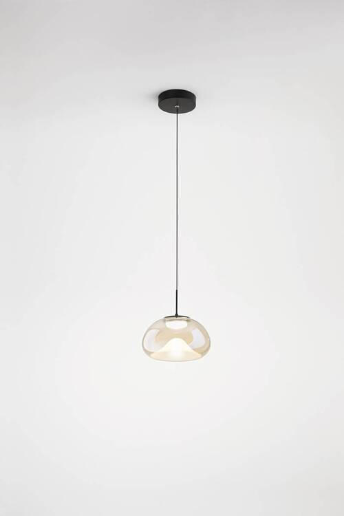 LED-PENDELLEUCHTE 22/200 cm  - Cognac/Schwarz, Design, Glas/Metall (22/200cm) - Fabas Luce