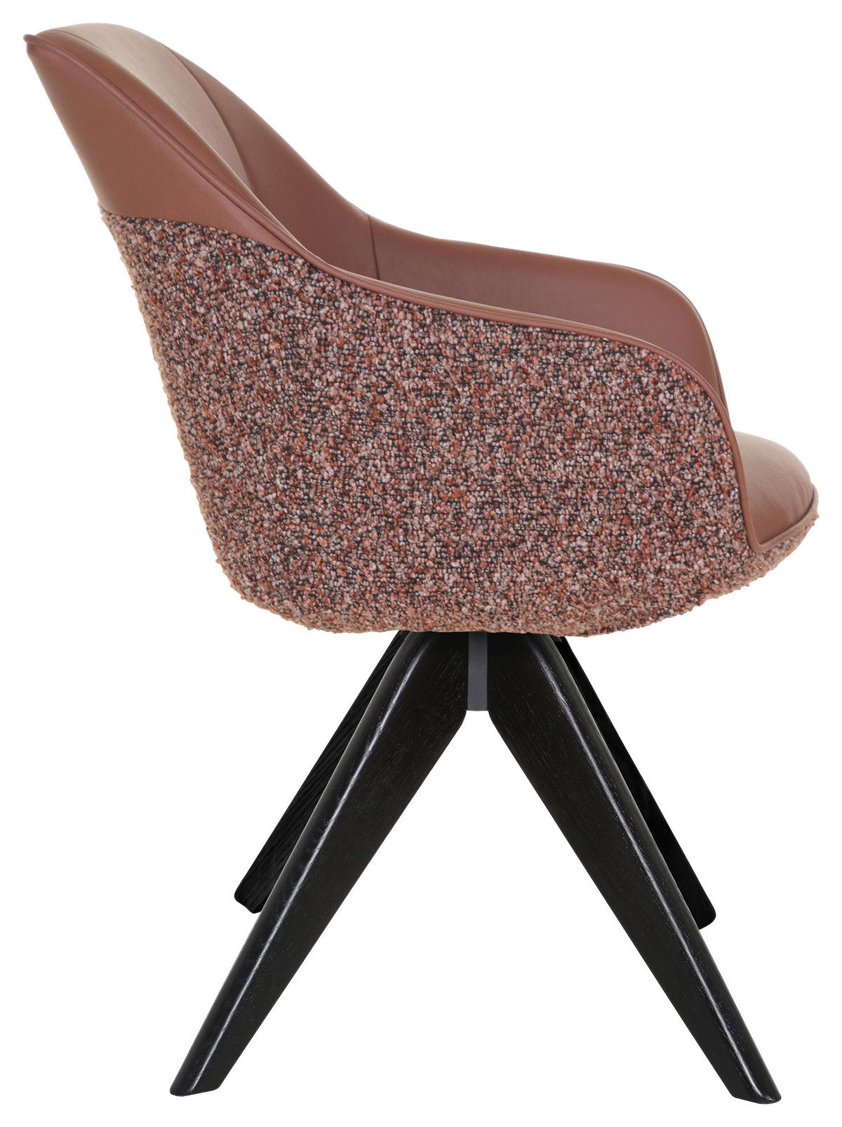 ARMLEHNSTUHL  in Chenille, Lederlook  - Rotbraun/Schwarz, KONVENTIONELL, Holz/Textil (60/83/65cm) - Landscape