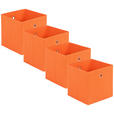 FALTBOX 4er Set Metall, Textil, Karton Orange, Silberfarben  - Silberfarben/Orange, Design, Karton/Textil (32/32/32cm) - Carryhome