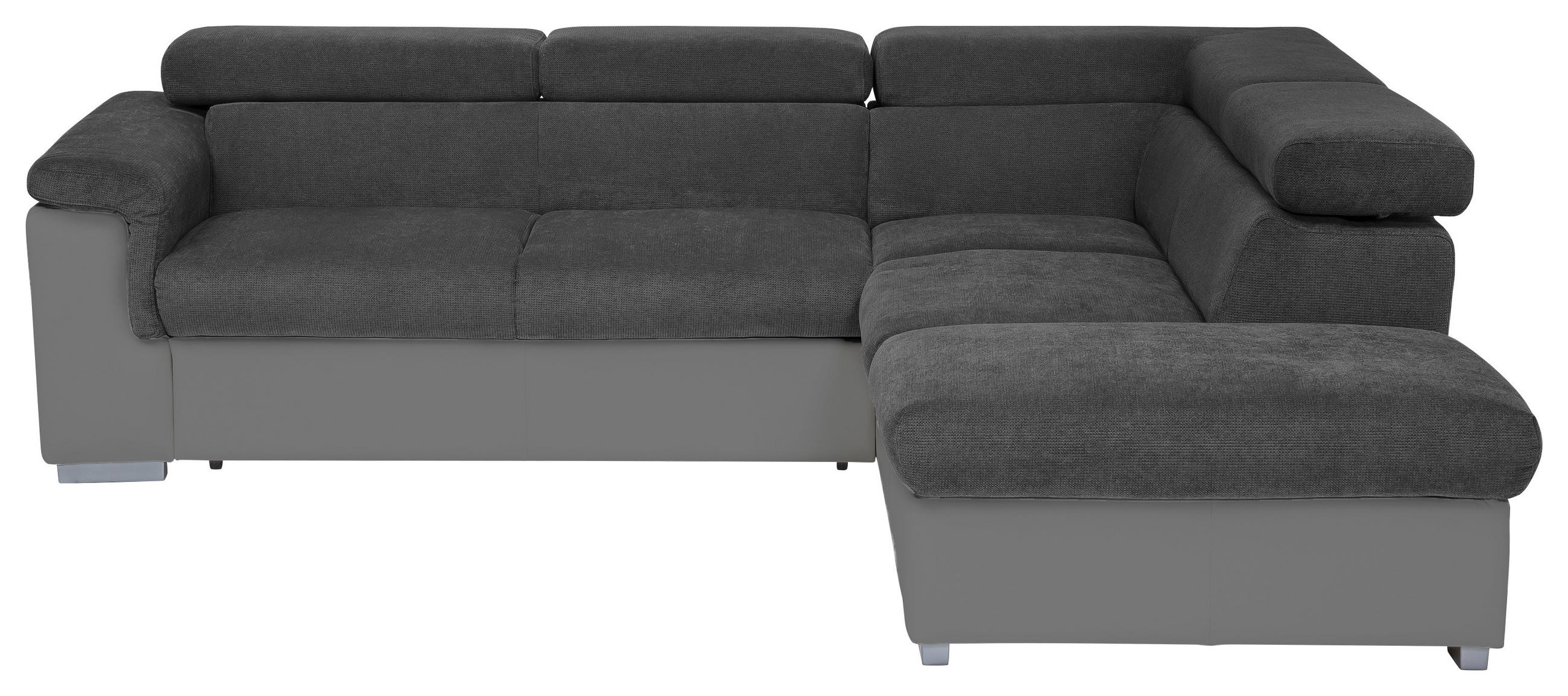 ECKSOFA in Chenille, Lederlook Schwarz, Fango  - Fango/Schwarz, Basics, Holz/Textil (252/217cm) - MID.YOU