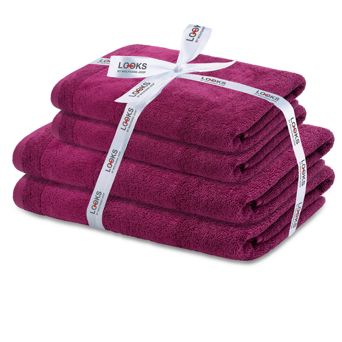 FROTTIERSET LOOKS by Wolfgang Joop Violett 4-teilig  - Violett, Design, Textil (50x100/70x140cm) - LOOKS by W.Joop