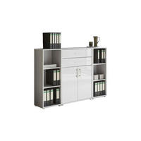 AKTENSCHRANK Grau, Weiß Hochglanz  - Weiß Hochglanz/Grau, MODERN, Holzwerkstoff (172,6/113,6/33cm) - MID.YOU