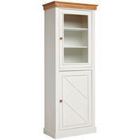 VITRINE  in massiv Kiefer Naturfarben, Weiß  - Weiß/Naturfarben, ROMANTIK / LANDHAUS, Glas/Holz (79/207/44cm) - MID.YOU